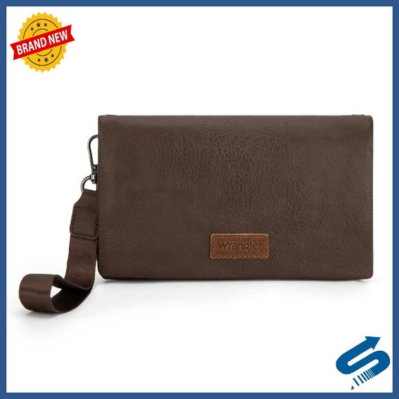 RFID Blocking Bifold Clutch Wallet with Crossbody Strap for Women